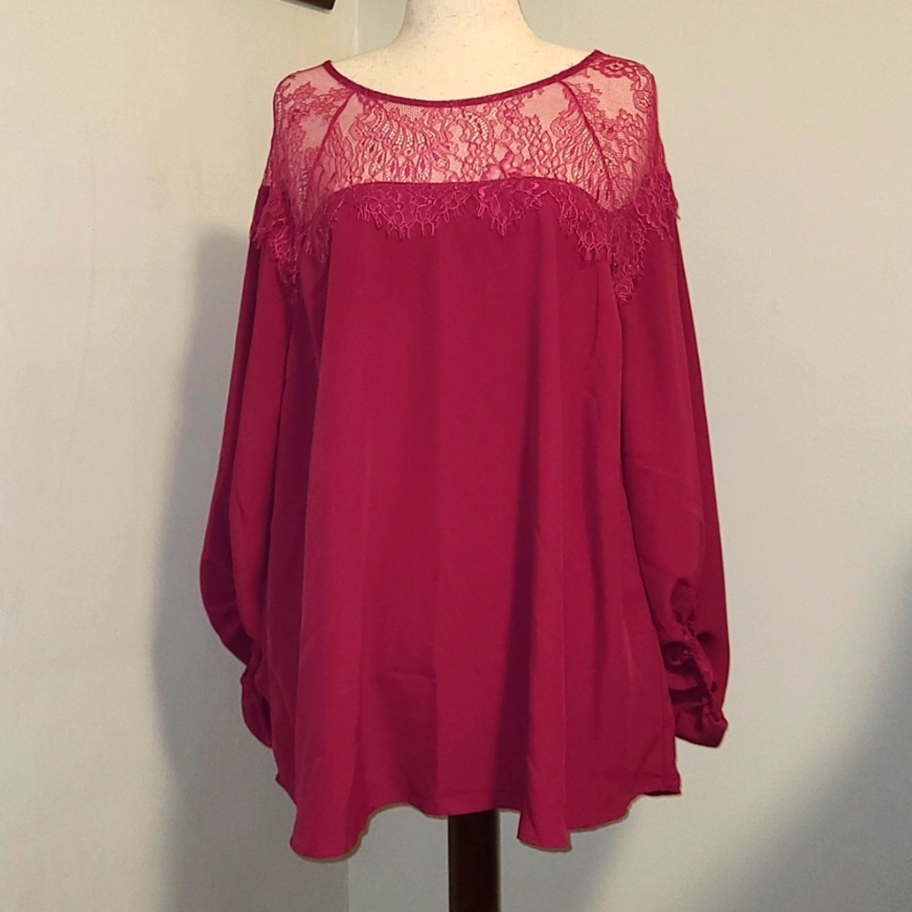 NWOT - Davi & Dani Lace Detail Boho Top - Size 1XL